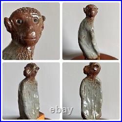 Studio Pottery Monkey Sculpture Heavy Beautiful Rare Piece 17cm Tall