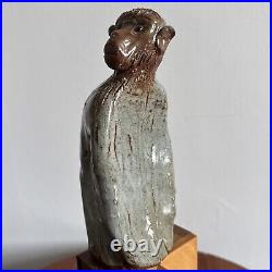 Studio Pottery Monkey Sculpture Heavy Beautiful Rare Piece 17cm Tall