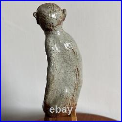 Studio Pottery Monkey Sculpture Heavy Beautiful Rare Piece 17cm Tall