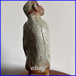 Studio Pottery Monkey Sculpture Heavy Beautiful Rare Piece 17cm Tall