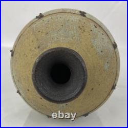 Studio Pottery Ovoid Beige Brown Vase Impressed Maker Mark