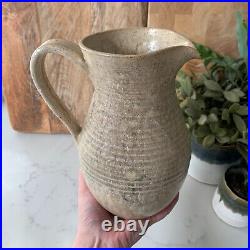 Studio Pottery Pitcher Vase, Beige Hand-Thrown Pottery The Pottery Castle Cary