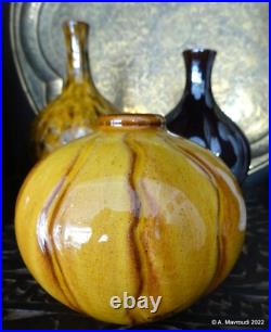 Studio Pottery Russell Akerman Vases Earth Glazes Signed Collection of 4