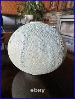 Studio Pottery Seed Pod Style Vase In Blue / Grey Volcanic Glaze By Andrew Palin