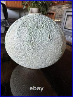 Studio Pottery Seed Pod Style Vase In Blue / Grey Volcanic Glaze By Andrew Palin