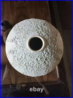 Studio Pottery Seed Pod Style Vase In Blue / Grey Volcanic Glaze By Andrew Palin