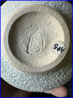 Studio Pottery Seed Pod Style Vase In Blue / Grey Volcanic Glaze By Andrew Palin