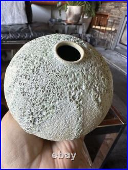 Studio Pottery Seed Pod Style Vase In Blue / Grey Volcanic Glaze By Andrew Palin