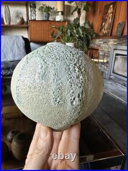 Studio Pottery Seed Pod Style Vase In Blue / Grey Volcanic Glaze By Andrew Palin