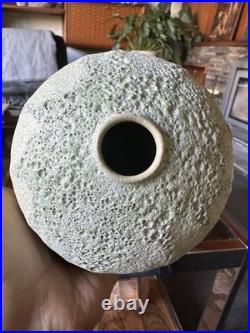 Studio Pottery Seed Pod Style Vase In Blue / Grey Volcanic Glaze By Andrew Palin