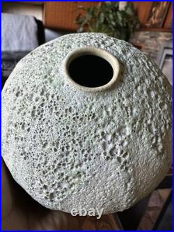 Studio Pottery Seed Pod Style Vase In Blue / Grey Volcanic Glaze By Andrew Palin