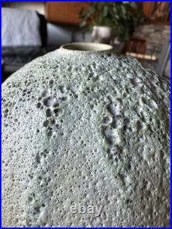 Studio Pottery Seed Pod Style Vase In Blue / Grey Volcanic Glaze By Andrew Palin