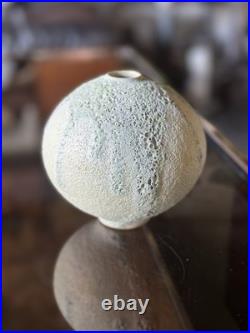 Studio Pottery Seed Pod Style Vase In Blue / Grey Volcanic Glaze By Andrew Palin