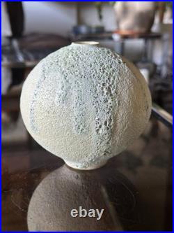 Studio Pottery Seed Pod Style Vase In Blue / Grey Volcanic Glaze By Andrew Palin