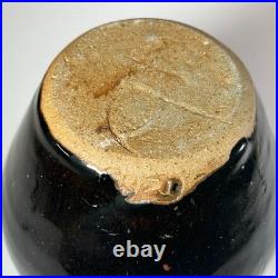 Studio Pottery Vase Black & Brown Glaze Trevor Corser 17cm high Stoneware