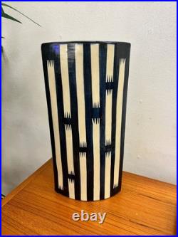 Studio Pottery Vase Lindsay Hoole Navy & White Ceramic