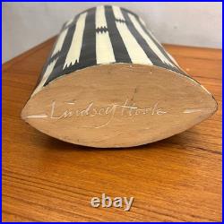 Studio Pottery Vase Lindsay Hoole Navy & White Ceramic