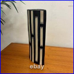 Studio Pottery Vase Lindsay Hoole Navy & White Ceramic