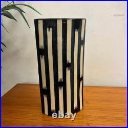 Studio Pottery Vase Lindsay Hoole Navy & White Ceramic