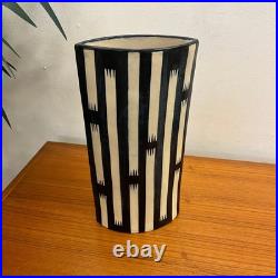 Studio Pottery Vase Lindsay Hoole Navy & White Ceramic