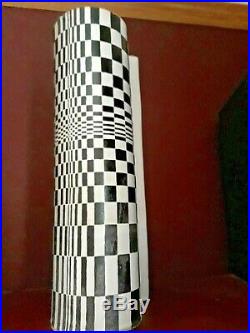 Studio Pottery Vase Raku Fired Black & White 20th Ilona Sulikova Mid Century