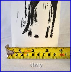 Studio Pottery Vase Signed Melina Xenaki Handmade Lino-Cut, Cycladic Horse Motif