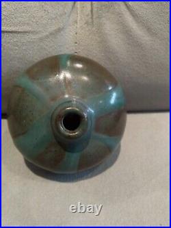Studio Pottery Vase Thomas Fetter Mcm. Signed Art Pottery Squat Vase 1960s Studio Pottery Vase Thomas Fetter Mcm. Signed Art Pottery Squat Vase 1960s