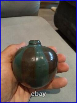 Studio Pottery Vase Thomas Fetter Mcm. Signed Art Pottery Squat Vase 1960s Studio Pottery Vase Thomas Fetter Mcm. Signed Art Pottery Squat Vase 1960s