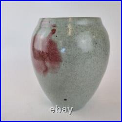 Studio Pottery Vase With Blue & Red Glaze Indistinctly Marked Peter Fulop 19cm