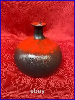 Studio Vase 1960s Red And Black Solifleur