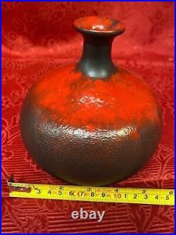 Studio Vase 1960s Red And Black Solifleur