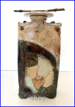 Studio ceramic Raku bottle and stopper by Marc Adriaenssen