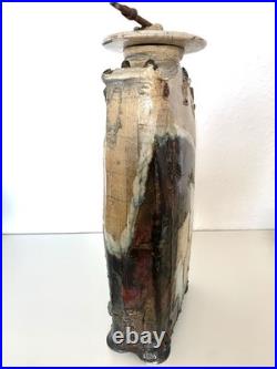 Studio ceramic Raku bottle and stopper by Marc Adriaenssen