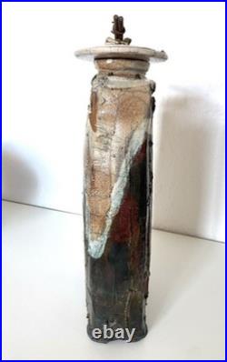 Studio ceramic Raku bottle and stopper by Marc Adriaenssen