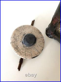 Studio ceramic Raku bottle and stopper by Marc Adriaenssen