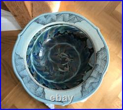 Studio pottery pedestal dish / compote by Owen Thorpe number 96