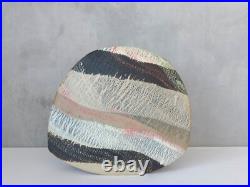Studio pottery sculptural clay flat vessel Ben Arnup style signed TW slab built Studio pottery sculptural clay flat vessel Ben Arnup style signed TW slab built