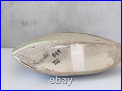 Studio pottery sculptural clay flat vessel Ben Arnup style signed TW slab built Studio pottery sculptural clay flat vessel Ben Arnup style signed TW slab built