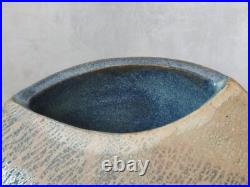Studio pottery sculptural clay flat vessel Ben Arnup style signed TW slab built Studio pottery sculptural clay flat vessel Ben Arnup style signed TW slab built