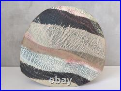 Studio pottery sculptural clay flat vessel Ben Arnup style signed TW slab built Studio pottery sculptural clay flat vessel Ben Arnup style signed TW slab built