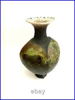 Studio pottery vase with potters mark 21.5 cm tall