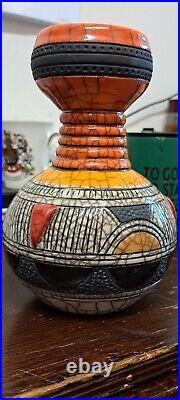 Studio raku pottery vase