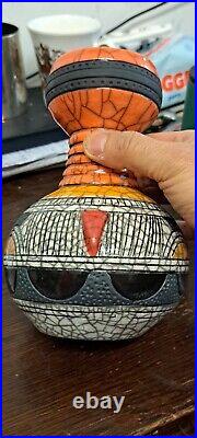 Studio raku pottery vase