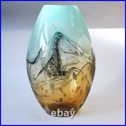 Studio (unsigned) Art Glass Amber Large Vase Murano style abstract hand blown
