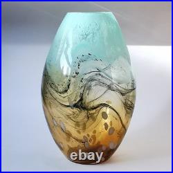 Studio (unsigned) Art Glass Amber Large Vase Murano style abstract hand blown