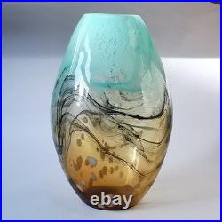 Studio (unsigned) Art Glass Amber Large Vase Murano style abstract hand blown