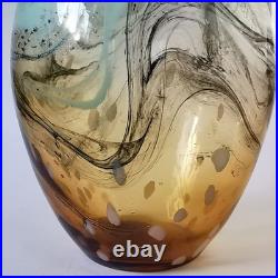 Studio (unsigned) Art Glass Amber Large Vase Murano style abstract hand blown