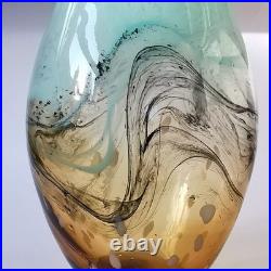 Studio (unsigned) Art Glass Amber Large Vase Murano style abstract hand blown