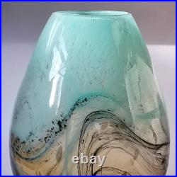 Studio (unsigned) Art Glass Amber Large Vase Murano style abstract hand blown