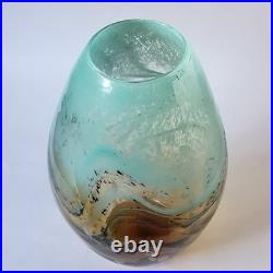 Studio (unsigned) Art Glass Amber Large Vase Murano style abstract hand blown